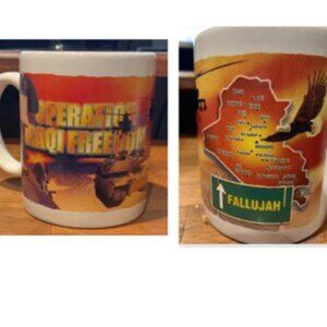 Operation Iraqi Freedom Mug Fallujah Eagle and Helicopter Design EUC